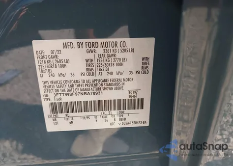 2022 Ford Maverick Lariat from USA, damaged, VIN 3FTTW8F97NRA78931